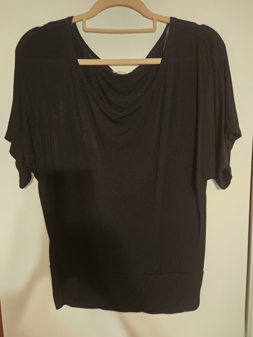 Zenana Outfitters Black Short-Sleeve Drape Neck Top